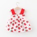 【9M-3Y】2-piece Baby Girl Bow Strawberry Print Sling Dress With Hat