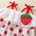 【3M-24M】2-piece Baby Girls Cotton Polka Dot Print Sling Romper With Hat