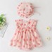 【3M-24M】2-piece Baby Girl Cotton Pink Strawberry Print Short Sleeve Romper With Hat