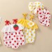 【3M-24M】2-piece Baby Girls Cotton Polka Dot Print Sling Romper With Hat