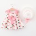 【9M-3Y】2-piece Baby Girl Bow Strawberry Print Sling Dress With Hat