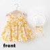 【6M-3Y】2-piece Girls Cute Bow Flower Print Sleeveless Dress With Hat - 33198