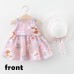 【6M-3Y】2-piece Girls Cute Bow Flower Print Sleeveless Dress With Hat - 33198