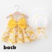 【6M-3Y】2-piece Girls Cute Bow Flower Print Sleeveless Dress With Hat - 33198